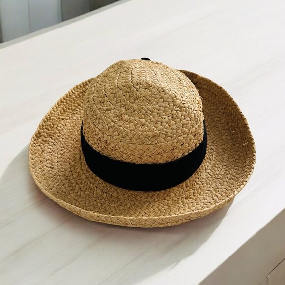 The Scala Collection Women’s Vacation Tan Straw Hat with Black Band One Size - Picture 1 of 4